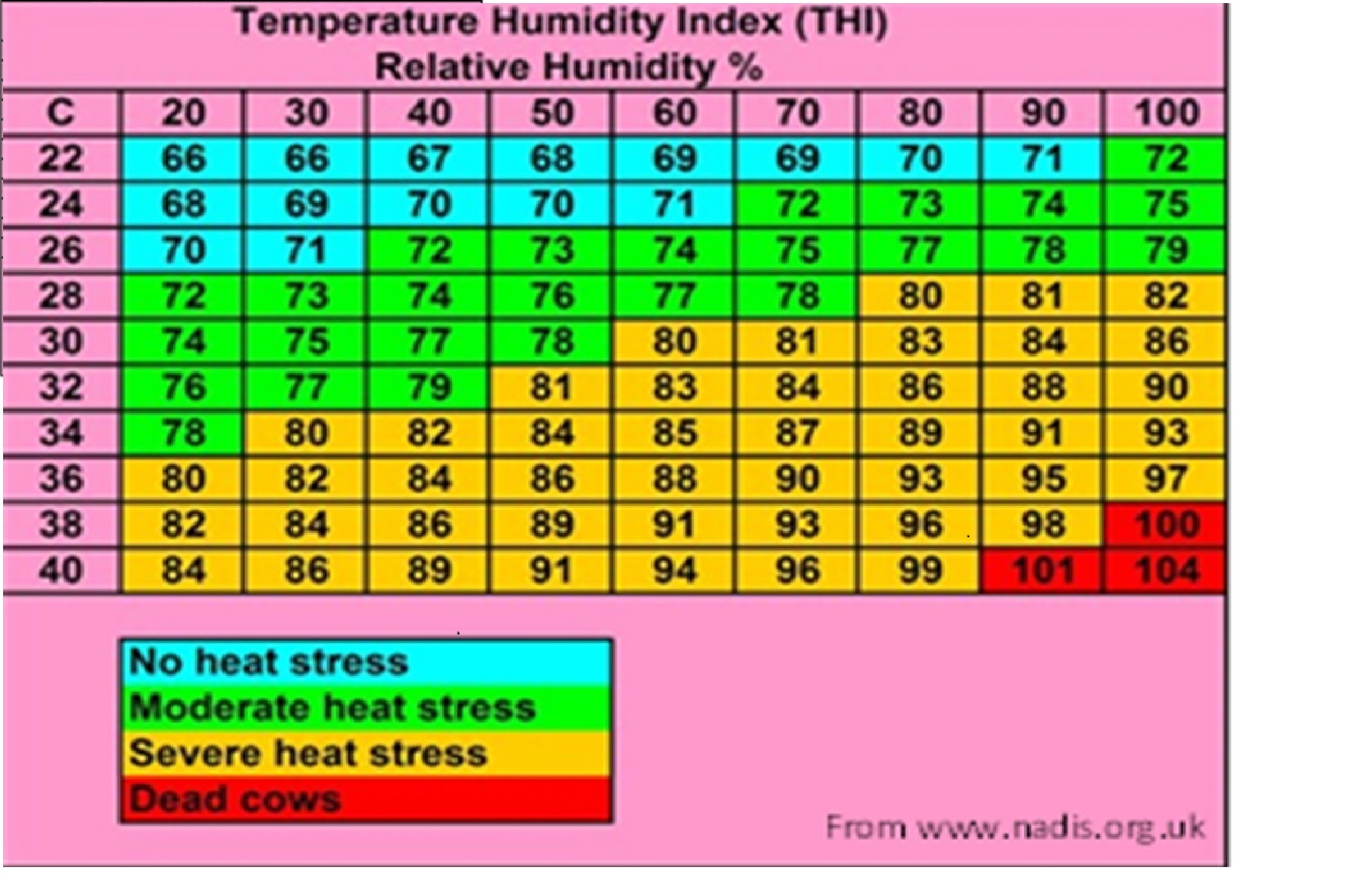 Bovine Temperature Chart